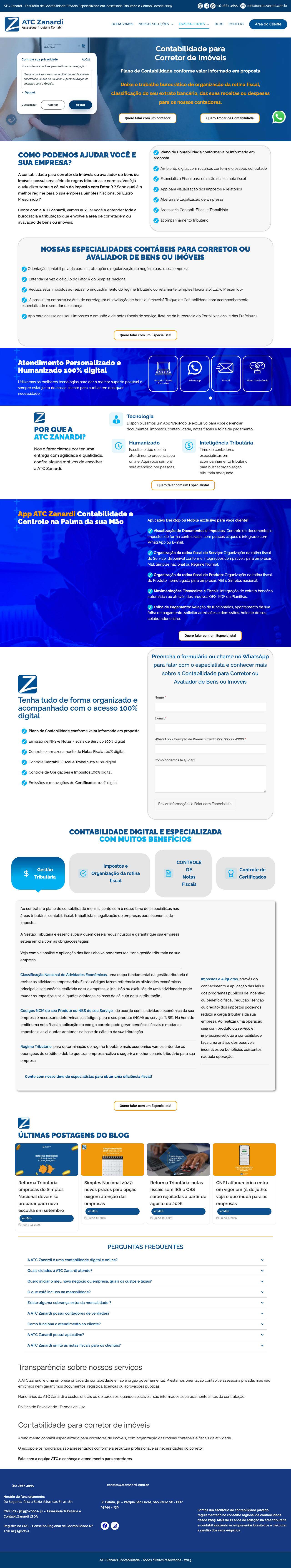 Página de Corretor depois das correções