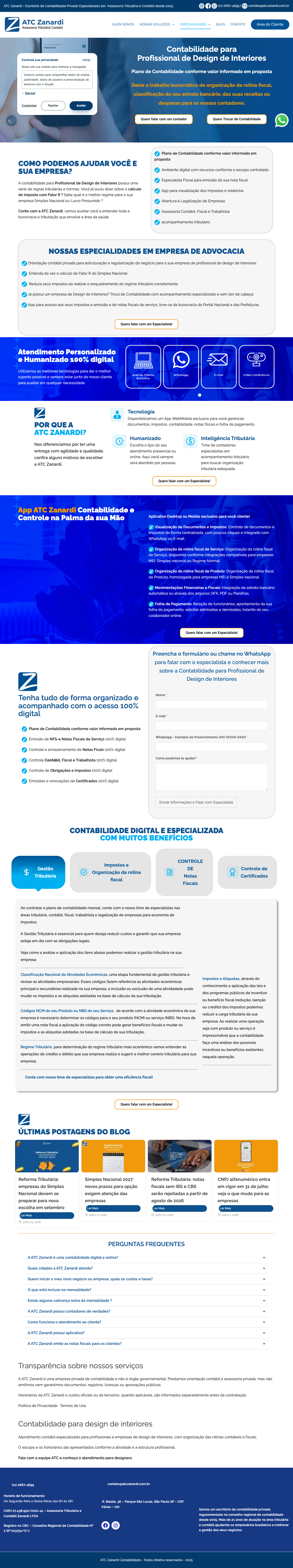 Página de Design depois das correções